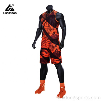 Men&#39;s basketbal uniform teamshirt en shorts set